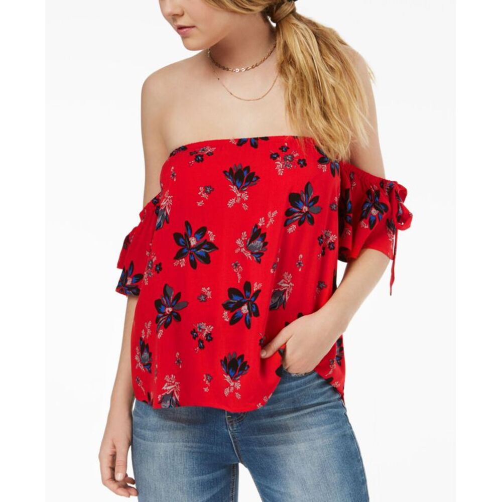 Gypsies Moondust Juniors Off The Shoulder Tie Sleeve Top